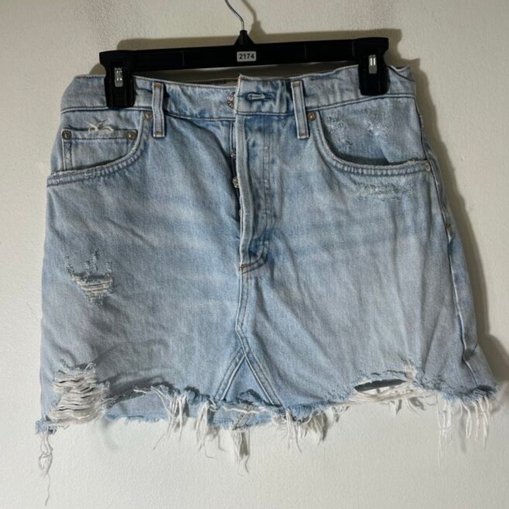 Agolde Light Blue Denim Jean Skirt